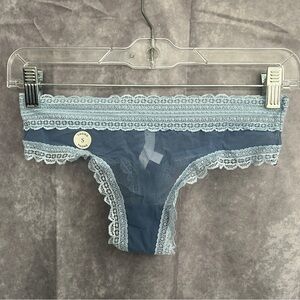 Blue lace/mesh Thong